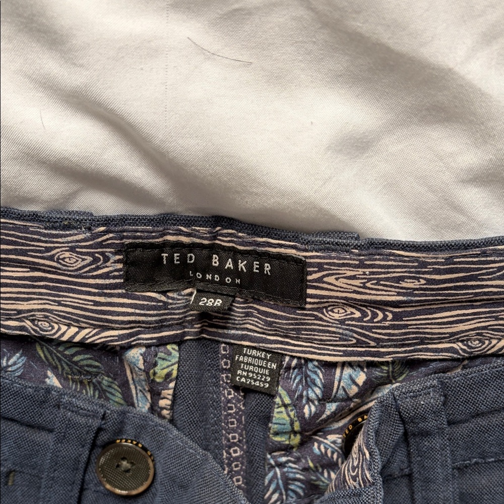 Ted Baker Navy Blue Patterned Lined Shorts